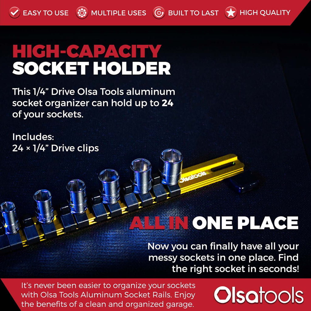 Aluminum Socket Organizer Rails With Rubber End Caps
