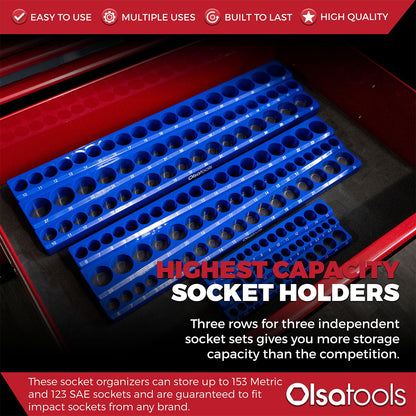 3-Row Magnetic Socket Holder