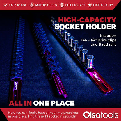 Aluminum Socket Organizer Rails with Locking End Caps