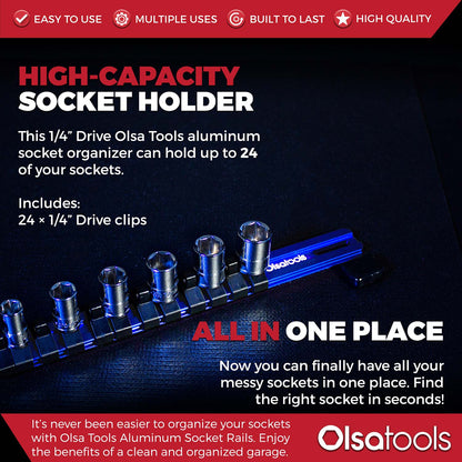 Aluminum Socket Organizer Rails With Rubber End Caps
