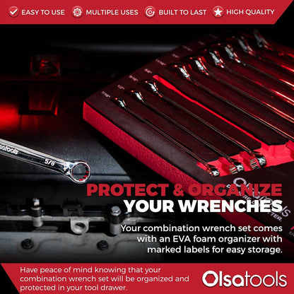 Premium 15-Piece Combination Wrench Set