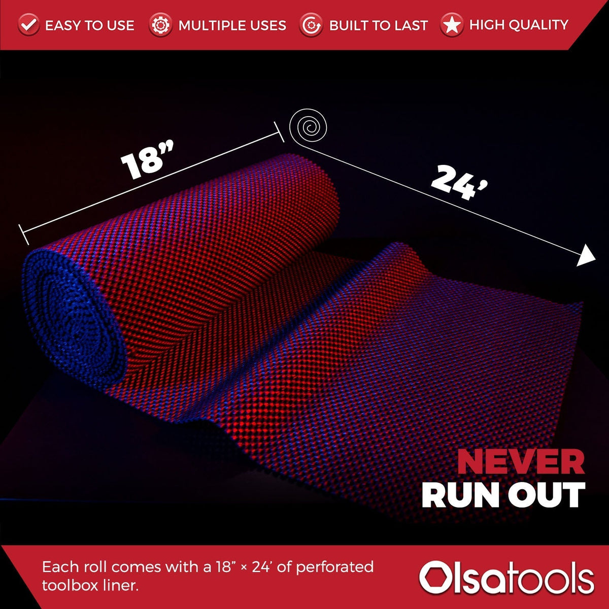 Non-Slip Perforated Surface Tool Chest Liner