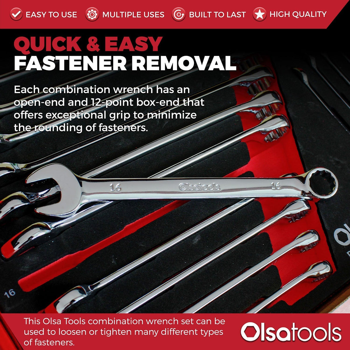 Premium 15-Piece Combination Wrench Set