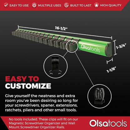 Magnetic Screwdriver Organizer Extra Clips | 10-Pack