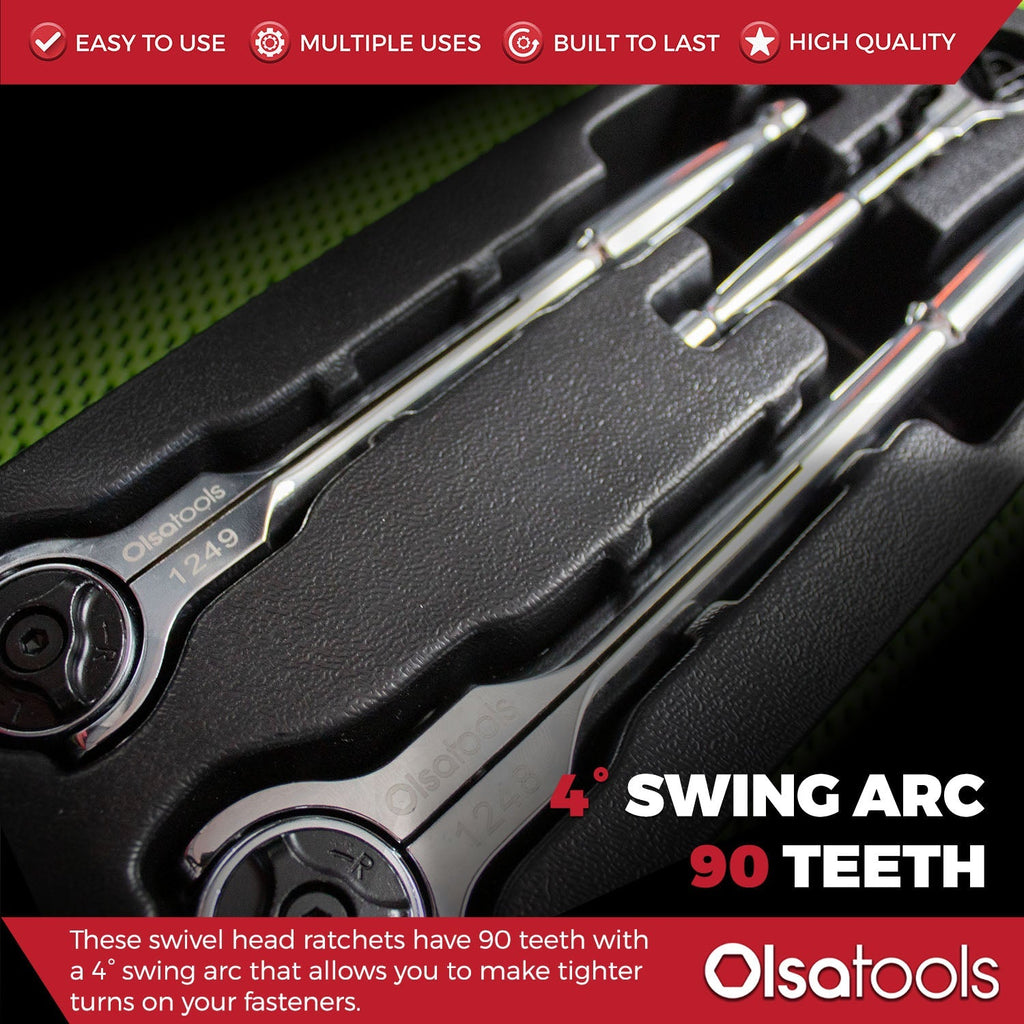 Swivel Head Ratchet - 90 Tooth Round Head
