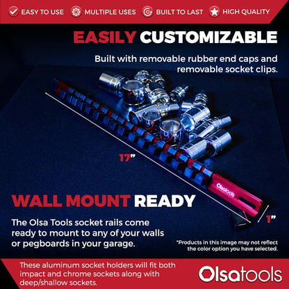 Aluminum Socket Organizer Rails With Rubber End Caps