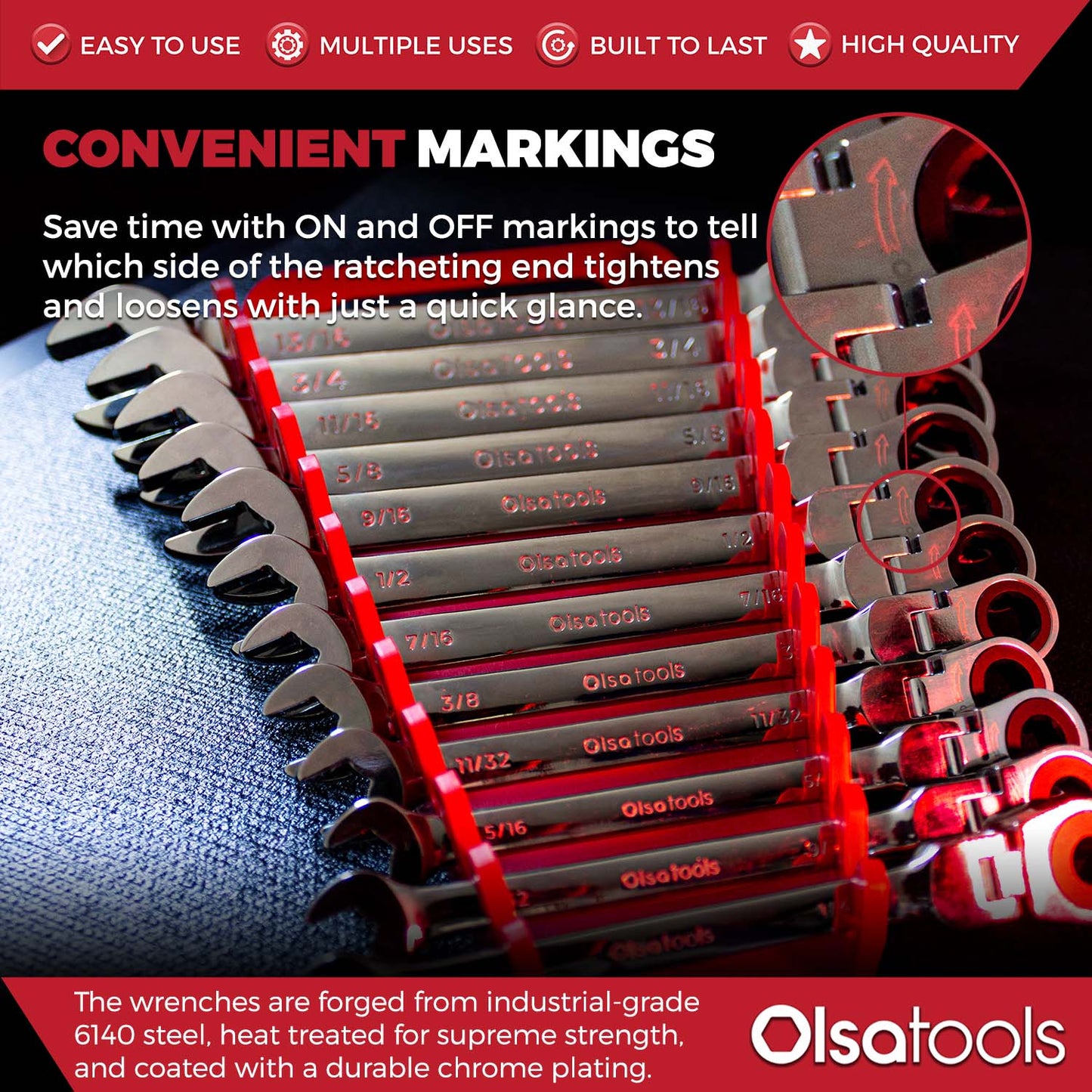 Ratcheting Wrench Set with Magnetic Wrench Organizer