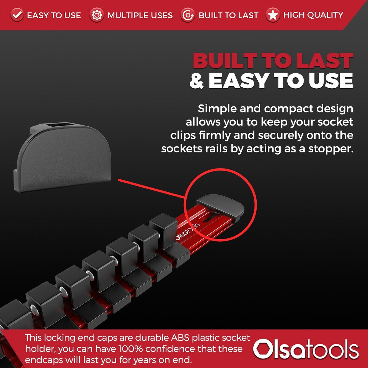 Locking End Caps for Aluminum Socket Rails | 12-Pack End Caps