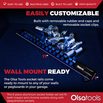 Aluminum Socket Organizer Rails With Rubber End Caps