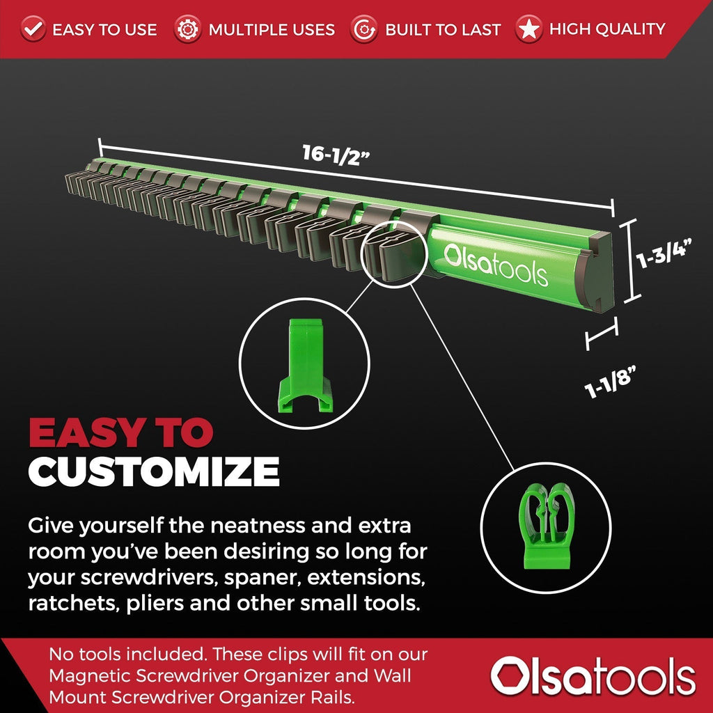 Magnetic Screwdriver Organizer Extra Clips | 10-Pack