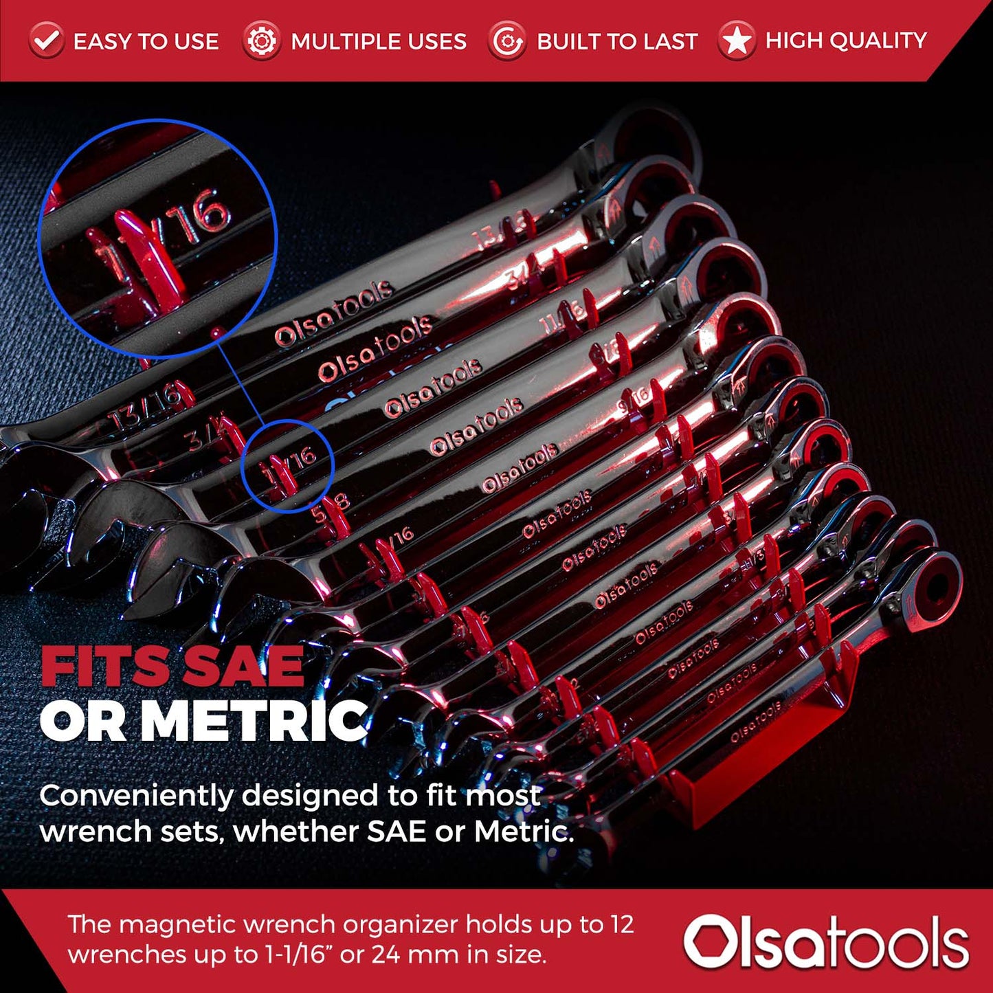 Magnetic Metal Wrench Organizer