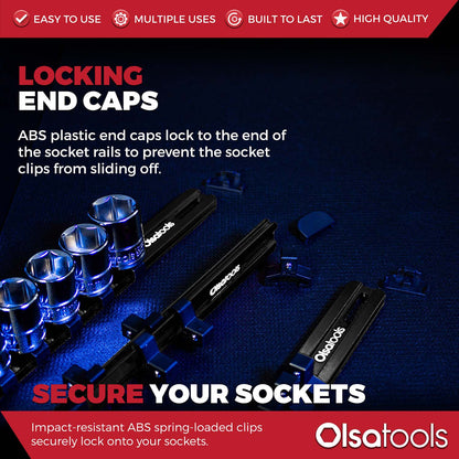 Aluminum Socket Organizer Rails with Locking End Caps