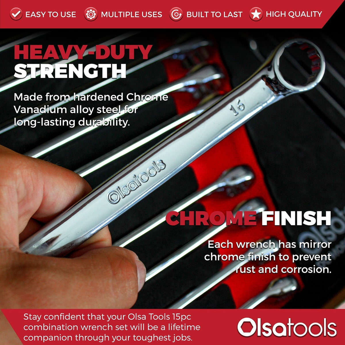 Premium 15-Piece Combination Wrench Set