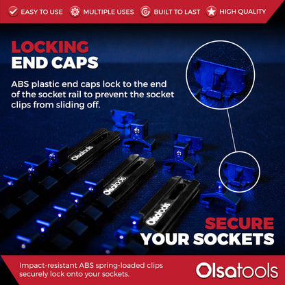 Aluminum Socket Organizer Rails with Locking End Caps