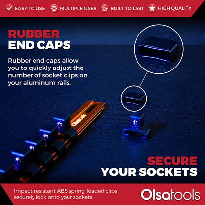 Aluminum Socket Organizer Rails With Rubber End Caps