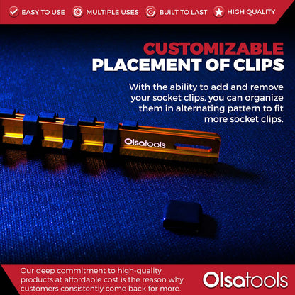 Aluminum Socket Organizer Rails With Rubber End Caps