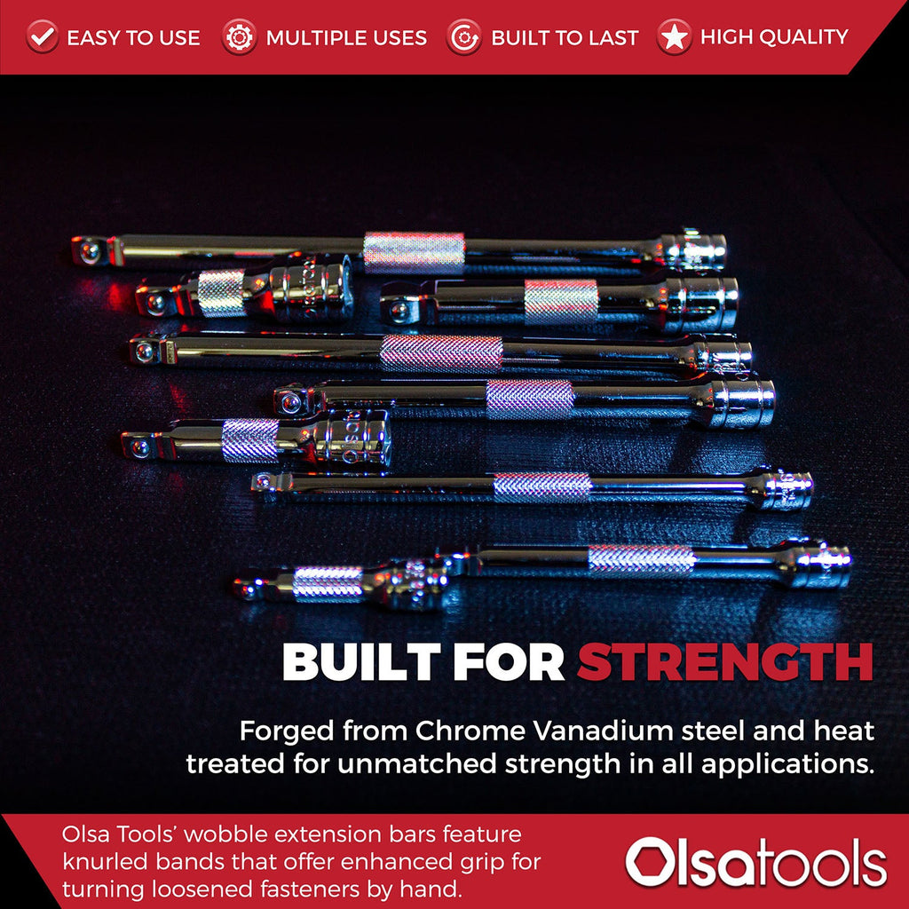 Wobble Socket Extension Set (9pc) | 1/2, 3/8, 1/4" Drive Ratchet Extension Bars