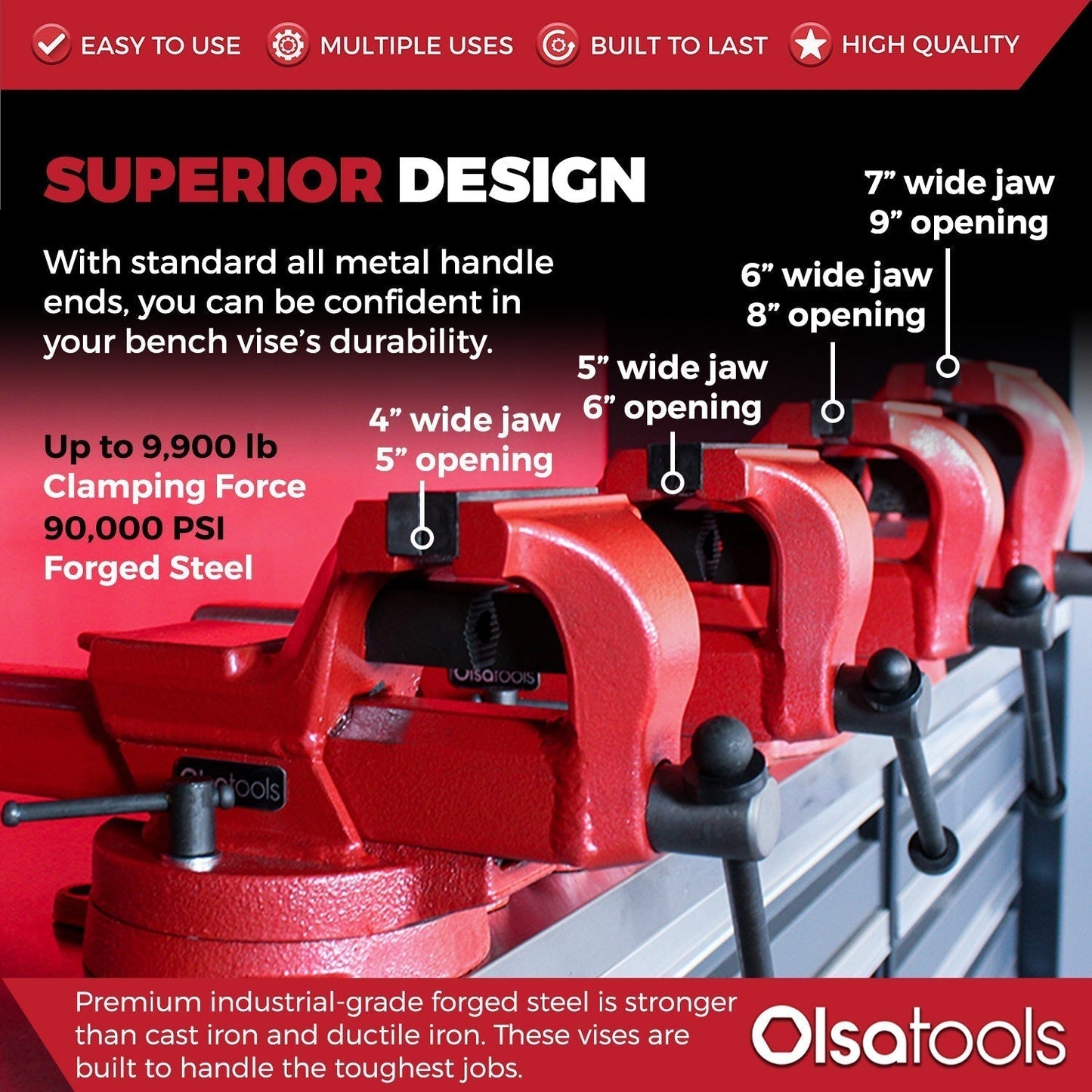 Bench Vises | 360° Swivel Base | Forged Steel