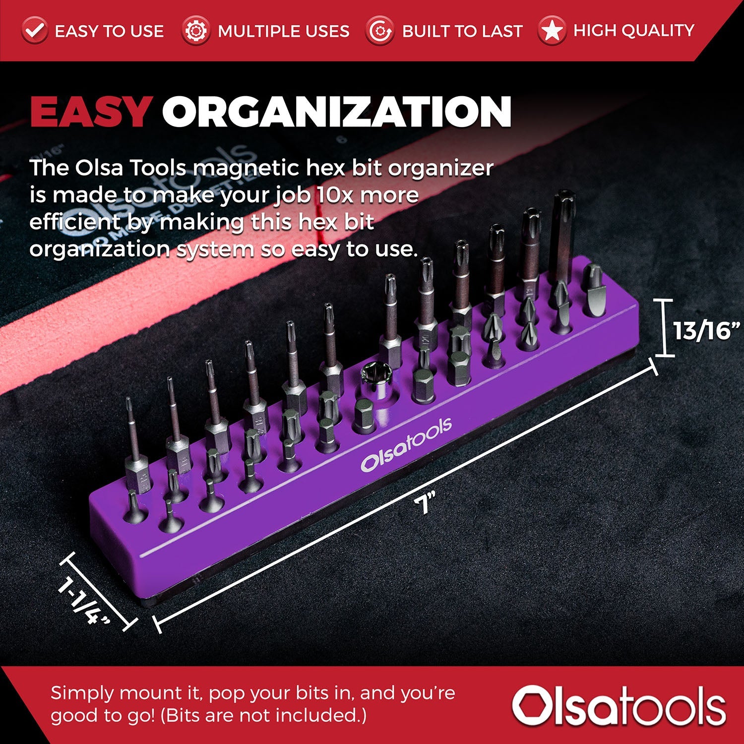 Magnetic Hex 1/4" Bit Organizer