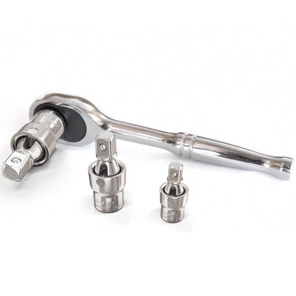 3pc Universal Joint Set, Socket Adapter 1/2", 3/8", and 1/4" drive