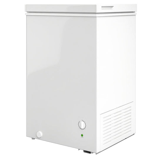 Mini Freezer, 3.5 Cu.Ft Chest Freezer with 5-Setting Adjustable Thermostat, Wire Basket, Quiet Operation, White