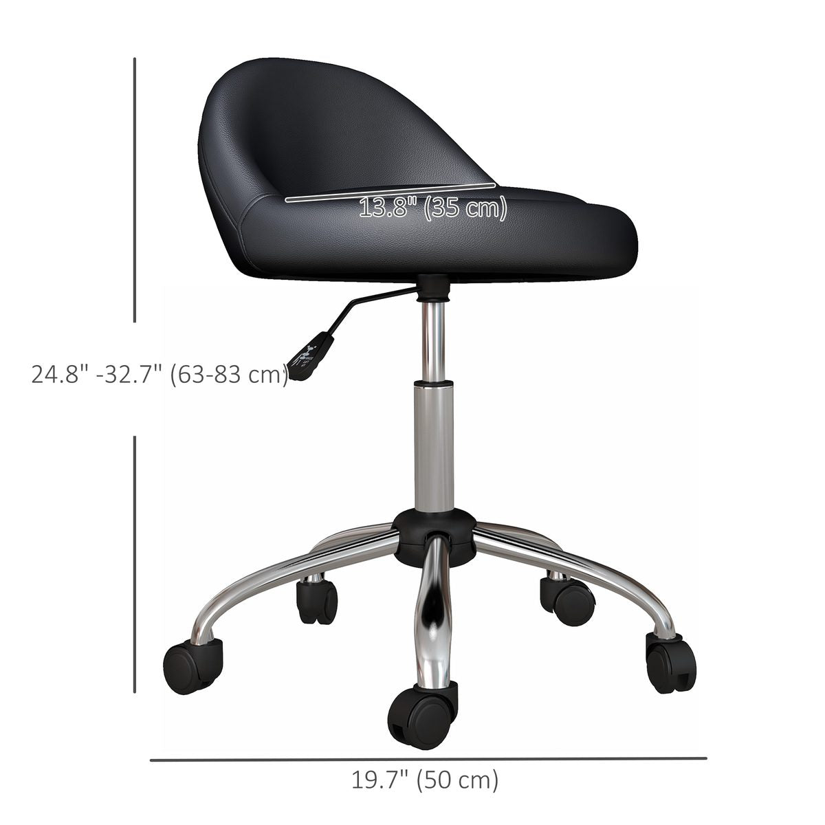 Salon Stool, Adjustable Rolling Stool, Black
