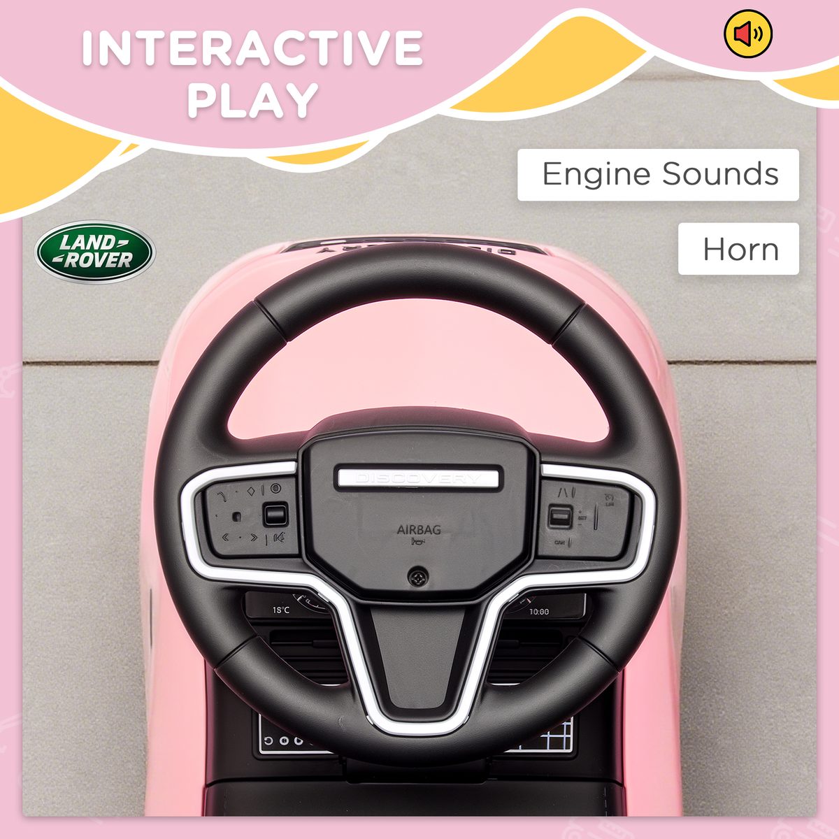 Licensed Land Rover Ride on Push Car with Anti-Tip Device, Under-Seat Storage, Horn, Engine Sounds for 18-36 M, Pink
