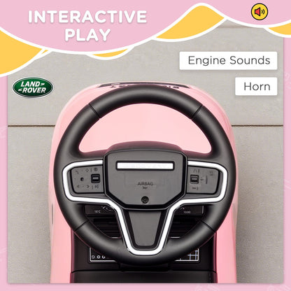 Licensed Land Rover Ride on Push Car with Anti-Tip Device, Under-Seat Storage, Horn, Engine Sounds for 18-36 M, Pink