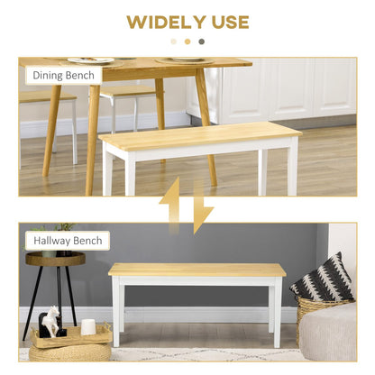 40" Wood Dining Bench for 2 People, Wooden Bench Seat for Kitchen, Dining Room, Entryway, Natural
