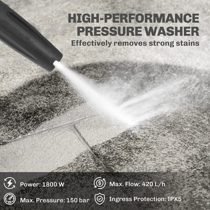 Electric Pressure Washer, 2176 PSI High Pressure Washer with 20 ft Outlet Hose, Adjustable Nozzle, 1.9GPM Power Washer