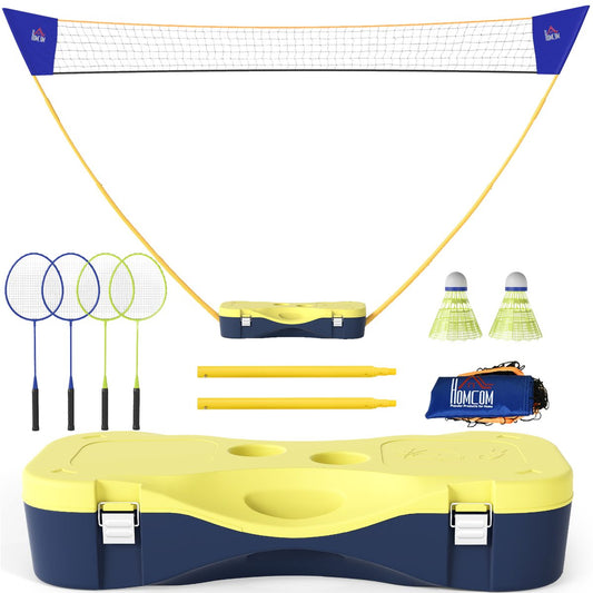 Portable Badminton Net Set with 9.5x5 ft Net, Foldable Badminton Net with 2 Shuttlecocks, 2 Badminton Rackets and 1 Suitcase, for Indoor Outdoor, Beach, Backyard