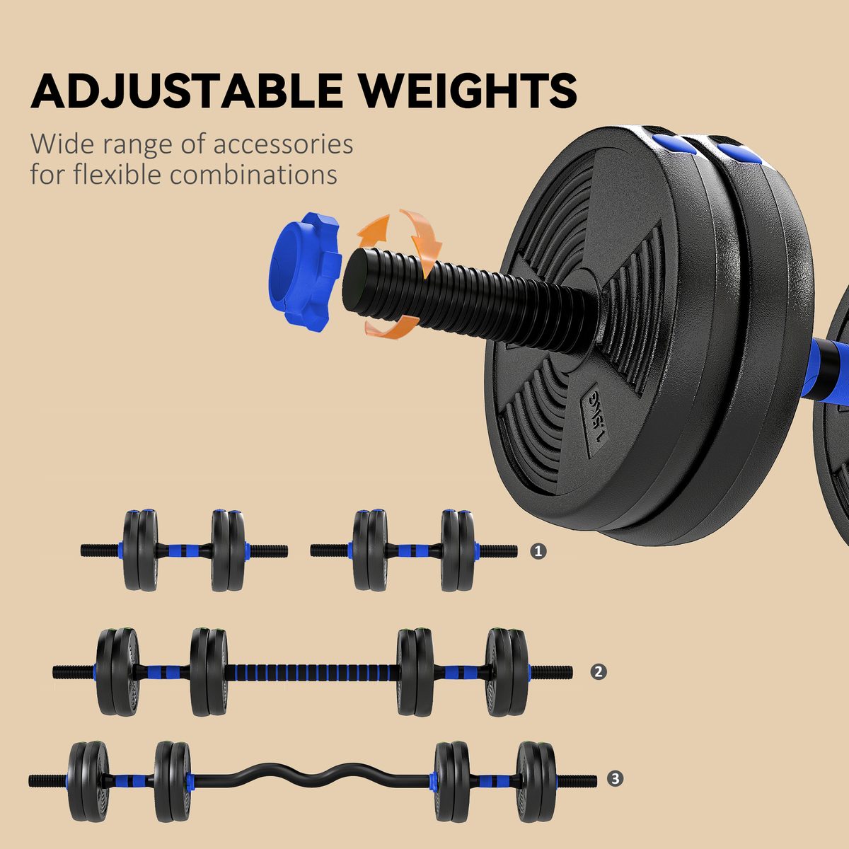 Adjustable Dumbbell Set, 3 in 1 Weights Dumbbells Set for Home Gym, 33lb Free Weights with Connector and Non-Slip Grip