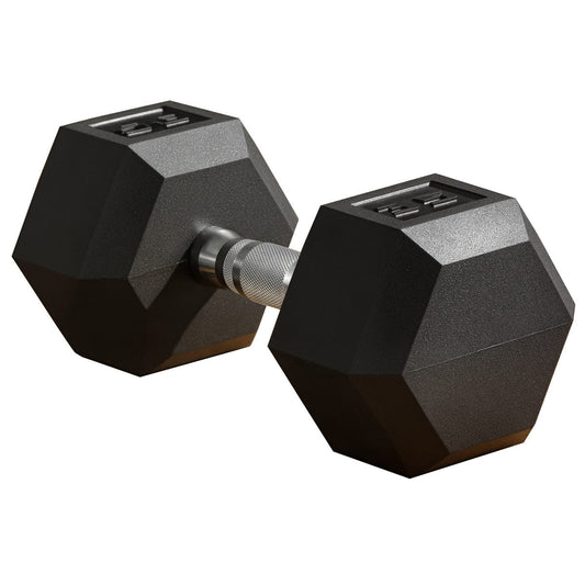35lbs Rubber Hex Dumbbell, Weight Dumbbell Hand Weight Barbell for Body Fitness Training for Home Office Gym, Black