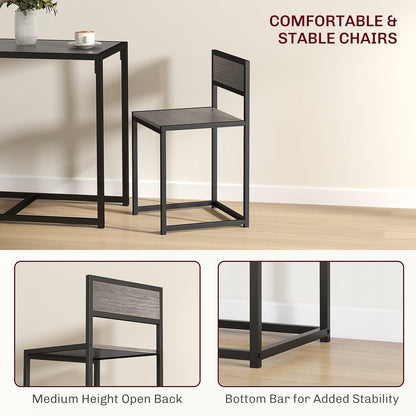 Dining Table Set, Industrial Dining Set for 2, Kitchen Table and Chairs for Small Space, Dining Room Table with Chairs
