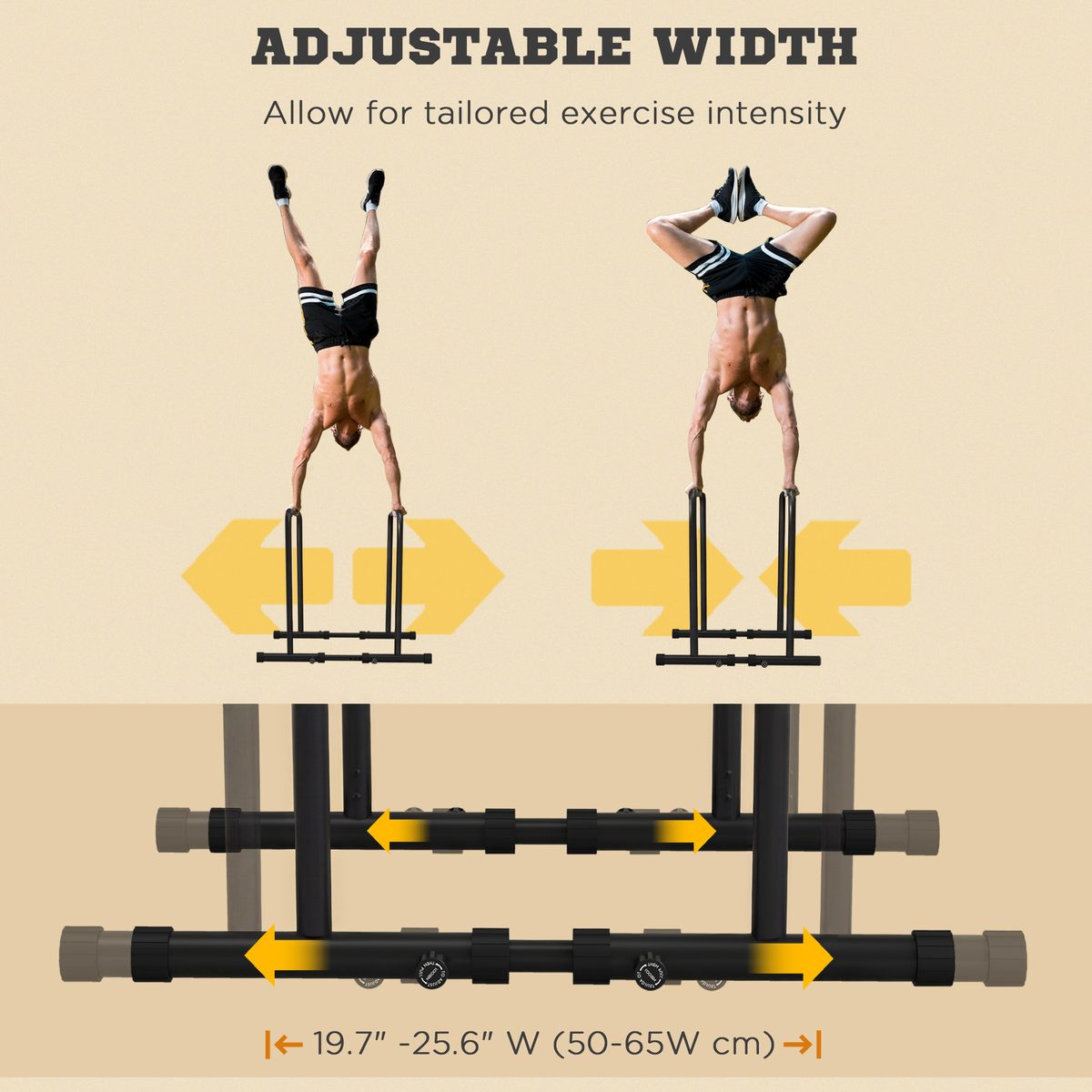 Adjustable Dip Station, Push Up Bars with 6 Width and 2 Height Levels for Home Gym Fitness Workout