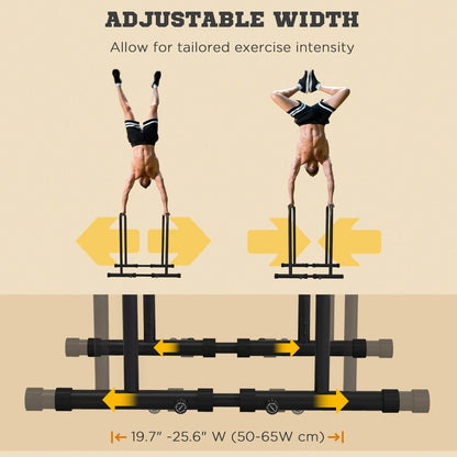 Adjustable Dip Station, Push Up Bars with 6 Width and 2 Height Levels for Home Gym Fitness Workout