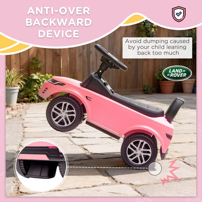 Licensed Land Rover Ride on Push Car with Anti-Tip Device, Under-Seat Storage, Horn, Engine Sounds for 18-36 M, Pink