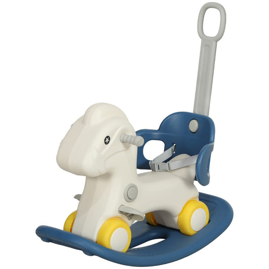 4 in 1 Kids Rocking Horse w/ Detachable Balance Board & Push Handel, Blue