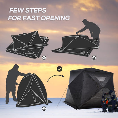 4-Person Insulated Ice Fishing Tent, Portable Ice Fishing Shelter with Ventilation Windows, Carry Bag, Two Doors and Anchors for Low-Temp -22℉