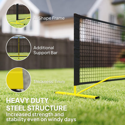 Portable Pickleball Net Set with 22FT Regulation Size Net, Carrying Bag for Indoor Outdoor Driveway, Yellow