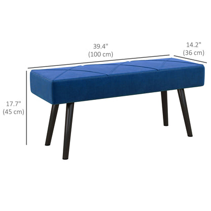 39 Inches Upholstered Bedroom Bench, Modern End of Bed Bench with Steel Legs, Cream White