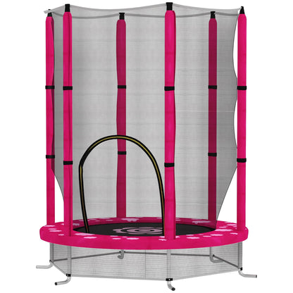 55" Toddler Trampoline with Safety Enclosure Net, for Indoor Outdoor Use, Ages 3-6 Years, Pink