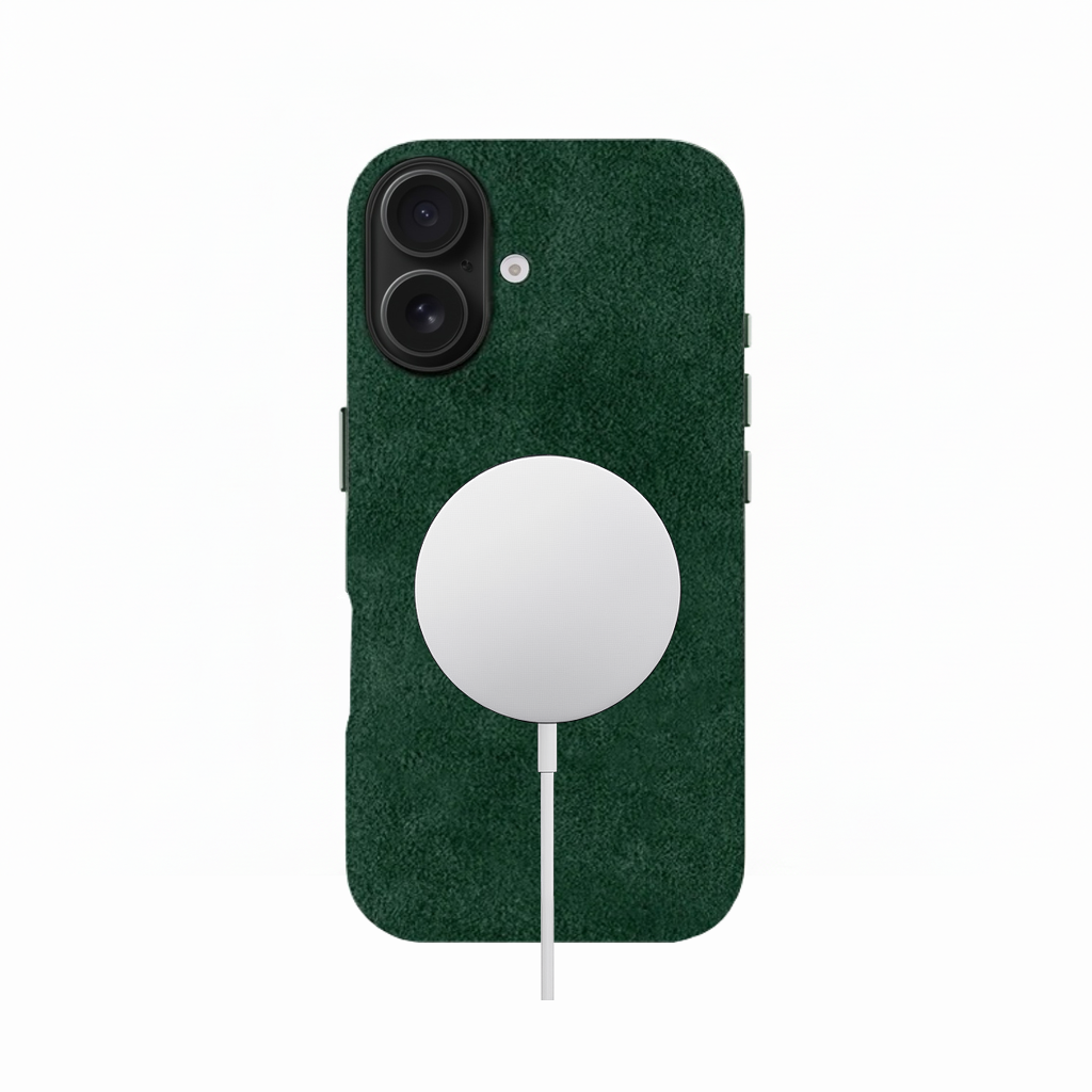 Green Alcantara Case For iPhone 16