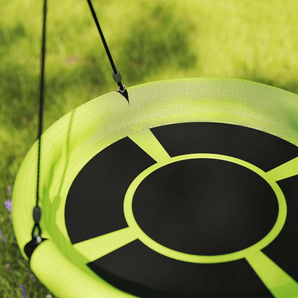 100cm Diameter Nest Seat for Kids with Height Adjustable Hanging Ropes for Outdoor, Playground, Garden, Green