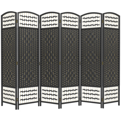 4 Panel Folding Room Divider, Portable Privacy Screen, Wave Fiber Room Partition for Home Office, Black