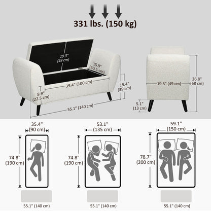 Upholstered Storage Bench with Arms, Modern Ottoman Bench for Bedroom, Entryway, and Living Room, Black