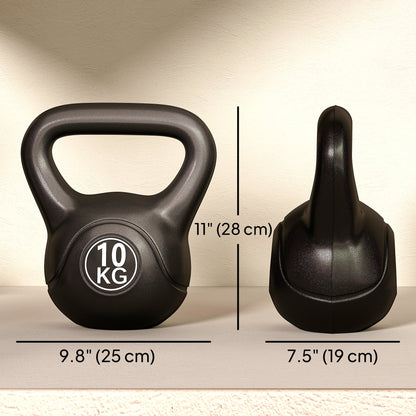22lb Fitness Kettlebell, Plastic Exercise Weight, Weightlifting Tools with Sand, Handle, Noise Reduction for Home, Gym