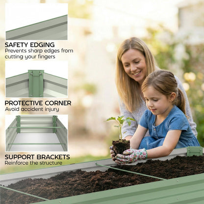 8'x2'x1' Galvanized Raised Bed, Large Elevated Planter Box for Growing Flowers, Herbs and Vegetables, Dark Grey
