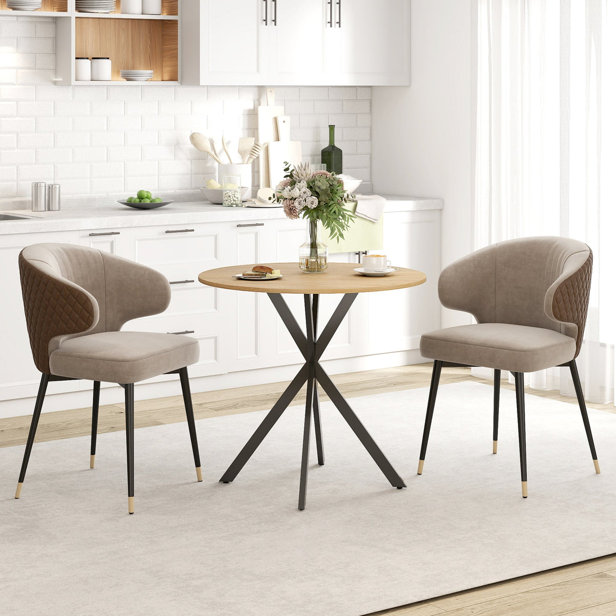 31.5" Industrial Round Dining Table - White Oak