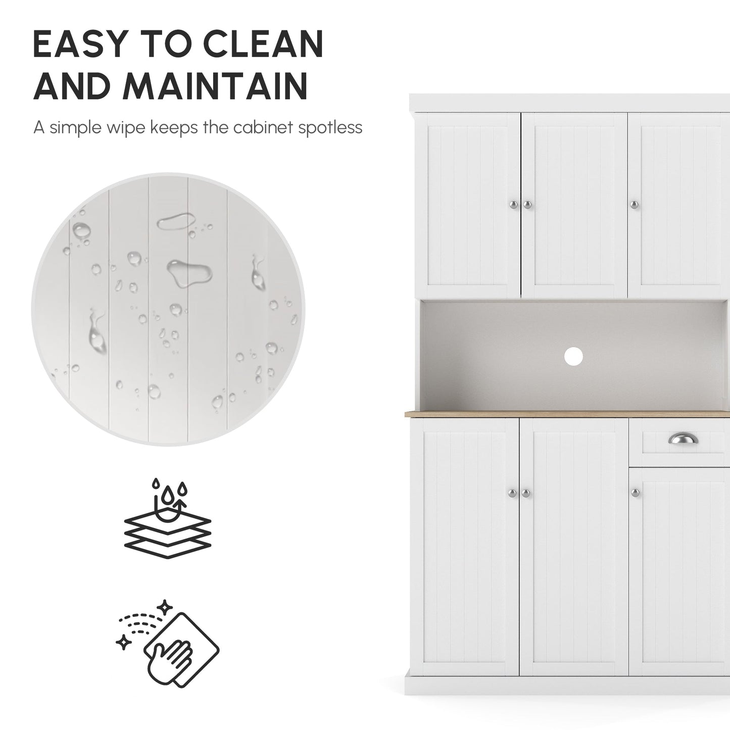 Denver 71" Kitchen Storage Cabinet with Hutch-White/Oak